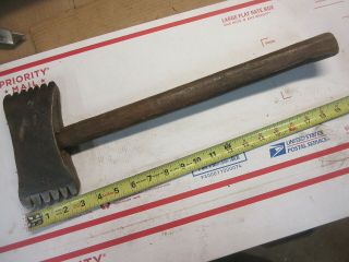 Antique Stone Masons Hammer Hand Forged Stone Carving 5 Pound Toothed Sledge Old
