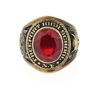 1967 Freeport High School Class Ring - 10k Gold With Ruby York