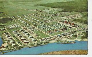 Postcard - La - Louisiana Lake Charles Aerial View Of Cities Service Refinery