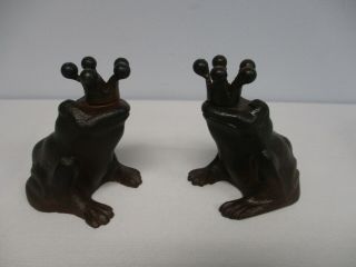 Signed Jan Barboglio Heavy Iron Frog Prince Candle Holders 4 "
