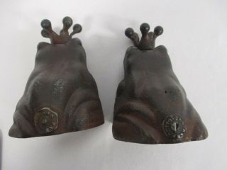 SIGNED JAN BARBOGLIO HEAVY IRON FROG PRINCE CANDLE HOLDERS 4 