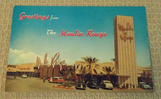Las Vegas,  Nv Nevada Moulin Rouge Hotel & Casino 1955 50s Cars Postcard