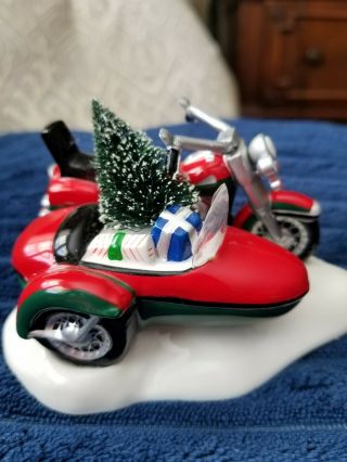 Department 56 Snow Village Harley Davidson Motorcycle With Side Car