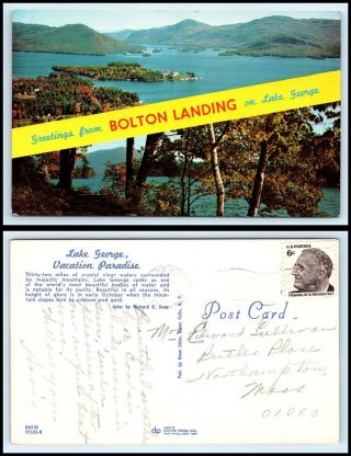 York Postcard - Greetings From Bolton Landing On Lake George H14