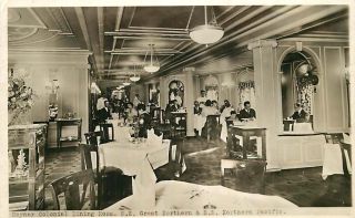 Real Photo Postcard Steamship Great Northern Colonial Dining Room Interior