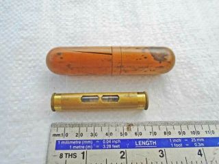 Vintage Wood Cased Tiny Solid Brushed Brass 2 5/8 " Spirit Level Old Tool