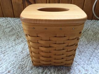 Longaberger 1999 Classic Tall Tissue Basket With Wooden Lid