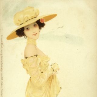Kirchner.  " Moderne Madchen " D - 15,  Glamour Lady In Yellow,  Nouveau,  1901 Postcard