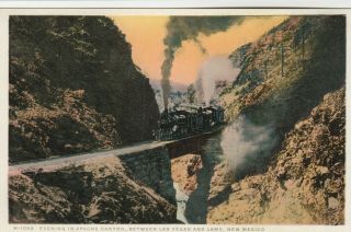 Postcard Train Going Thru Apache Canyon,  Nm Fred Harvey Postcard