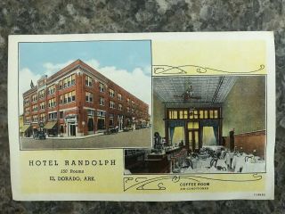 Hotel Randolph El Dorado Arkansas Ar Old Postcard Coffee Room
