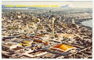 Aerial Panoramic Space Needle Seattle Wa Washington 1962 World 