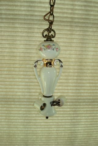 Vintage Art Deco Porcelain Chandelier Light Fixture 3 Socket Shade Holder Part