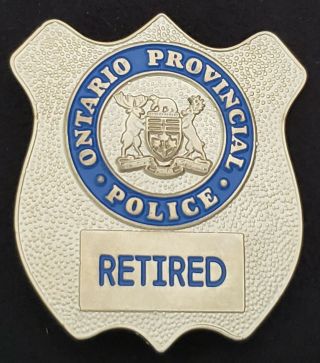 Non Issued Ontario Provincial Police Retirement Badge With Pin Back