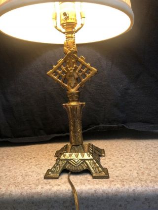 Small Ornate Vintage Antique Heavy Brass Socket Table Lamp Base Rare