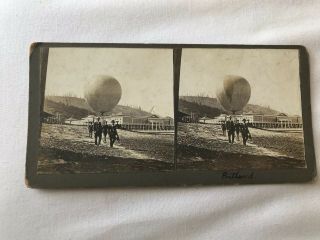 Portland,  Or Oregon Stereoview Hot Air Balloon Coast Hotels Pacific Northwest Pn