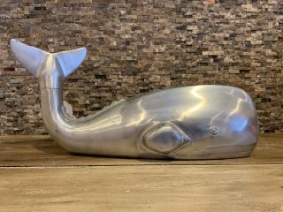 Brushed Aluminum Metal Whale Humidifier Wood Stove Steamer 17 "