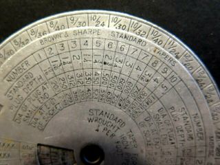 Brown & Sharpe Dial Pipe Taper Thread Drill Tap Guide Chart Machinist Calculator