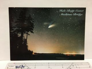 Hale - Bopp Comet Night Scene Mackinac Bridge Michigan Mi Postcard