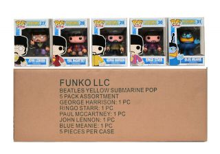 Funko Pop Rocks Complete Set Of All Four Beatles & Blue Meanie / W/box