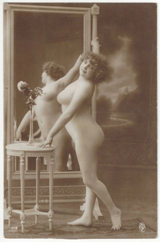 1920 French Photograph - Naked,  Curvy Fernande In Mirror