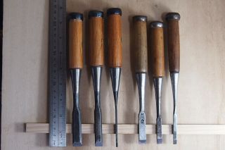 JAPANESE CHISEL NOMI Carpenter ' s Tool Set of 6 from JAPAN a229 2