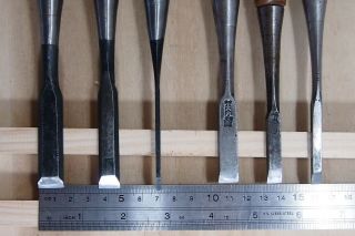 JAPANESE CHISEL NOMI Carpenter ' s Tool Set of 6 from JAPAN a229 3