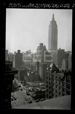 1931 Empire State Building Manhattan Nyc York City Old Photo Negative 676b