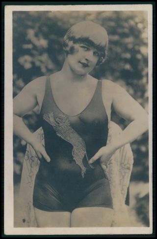 Bathing Beauty Swimsuit French Nude Yva Richard 1920s Photo Postcard