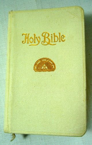 Holy Bible White Kjv Order Of Rainbow For Girls Small Pocket Masonic 1929 Holman