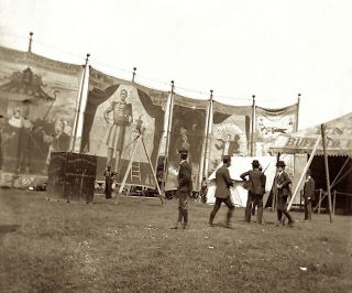 1890s Photo Glass Negative Buffalo Bill Wild West Side Show Circus Banner Art