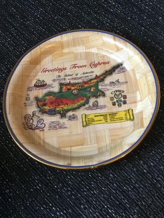 Bamboo Plate Greetings From Cyprus Souvenir Plate World Travel Wood 4