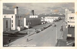 Anchorage Alaska 1940s Rppc Real Photo Postcard 4th Avenue 1st National Bank