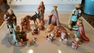 Hummel Goebel 15 Pc Nativity Set 214 Large Mended And Crazing