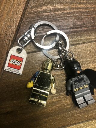 Lego Batman Key Chain Minifigure And Gold Minifigure And Tile Keychain Ring