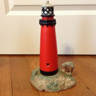 George Z Lefton Lighthouse 1994 Jupiter Inlet 1860 Hand Painted 11 " Tall