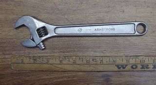 Old Tools,  Vintage Armstrong 10 " Adjustable Wrench,