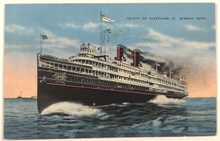 Postcard City Of Cleveland Iii U.  S.  Mail Ship Detroit Mi 1930 