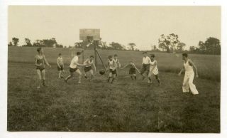 3 Vintage Photo Group Camp Buddy Boys Basketball In A Field 1928 Snapshot