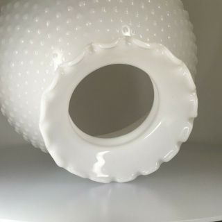 Vintage 10 " Hobnail White Milk Glass Shade Hurricane Oil Electric Table Lamp