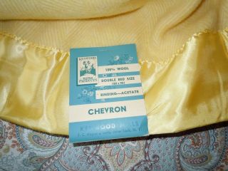 Estate Vtg Kenwood Pure Wool Blanket Yellow White Chevron 80 " X 90 "