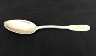Thomas Menut Pewter Table Spoon Fiddle Pattern Antique Montreal 1825 8.  5” Long