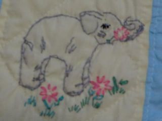 Exquisite Vintage Hand Quilted & Embroidery Safari Animals Farmhouse Old Quilt