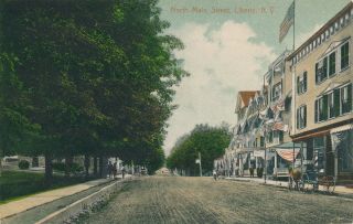 Liberty Ny – North Main Street – Hand Colored Postcard