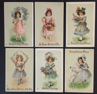 Tuck " Birthday " Series 250 Postcards - Set Of 12 - Lovely,  Formally Dressed Children