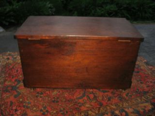 ANTIQUE SOLID WALNUT LIFT TOP CHEST TOOL BOX BRASS HANDLES 1800s - 1900 4