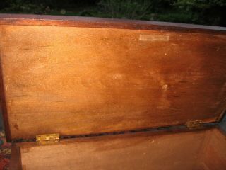 ANTIQUE SOLID WALNUT LIFT TOP CHEST TOOL BOX BRASS HANDLES 1800s - 1900 6
