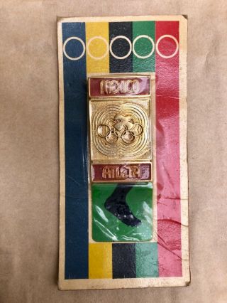 Vintage XIX Olympics Games Enamel Badge Pin Mexico Athletics Atleta Participant 2