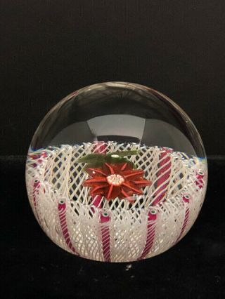 Stunning Paul Ysart Red Flower Art Glass Cane Lattinico Paperweight PY Cane 4