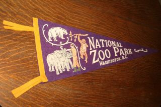 Vintage Felt Pennant - Souvenir - National Zoo Park Washington Dc 25 1/2 "