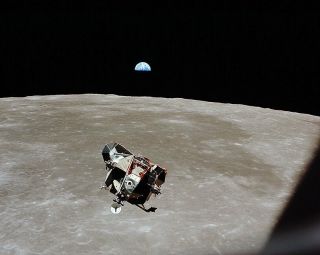 Apollo 11 Lunar Module,  Moon And Earth 8x10 Silver Halide Photo Print